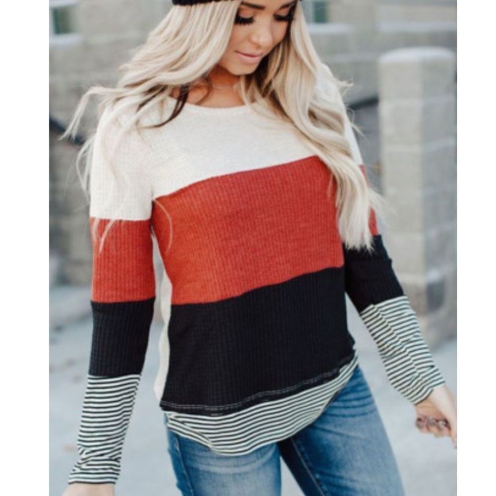 Colorblock Splicing Stripes Top - Picture 6 of 8